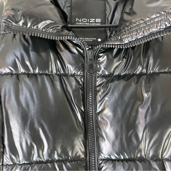 Noize Lexi Vegan Puffer Coat in Shiny Black - Picture 4 of 13